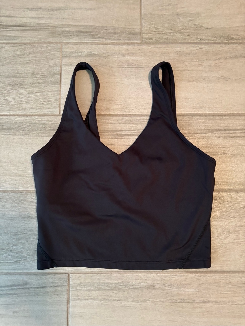 Black V-Neck Athletic Crop Tank Top, Small